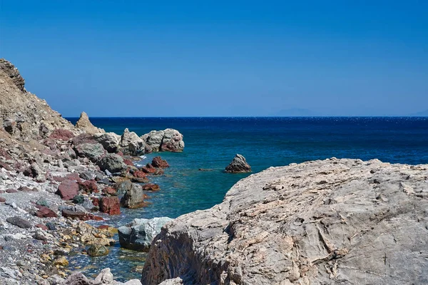 Bahía Costa Rocosa Del Mar Egeo Isla Kos —  Fotos de Stock