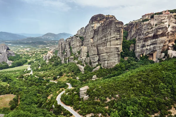 Das Orthodoxe Mittelalterliche Kloster Auf Dem Gipfel Des Felsens Meteora — Stockfoto