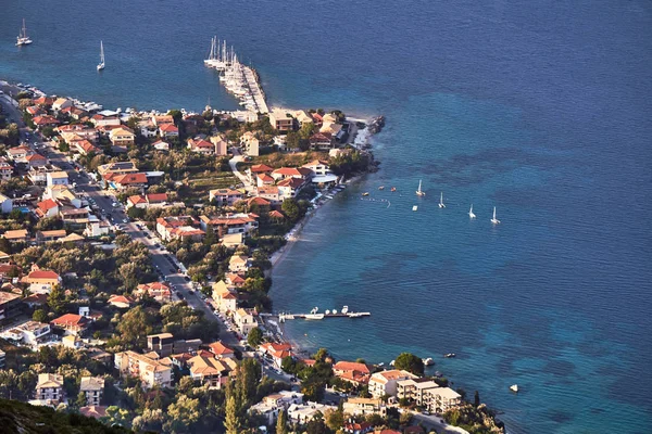 Pohled Ptačí Perspektivy Maa Město Přístav Ostrově Lefkada Řecku — Stock fotografie