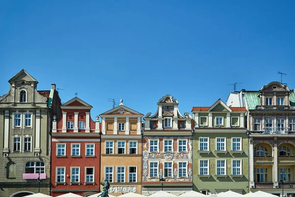 Fachadas Viviendas Históricas Plaza Del Mercado Viejo Poznan — Foto de Stock