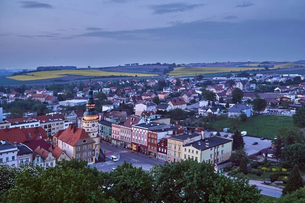 Vista Panoramica Sul Municipio Sul Mercato Serale Otmuchow — Foto Stock