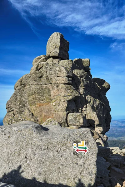 Marquage Sentiers Randonnée Sur Rocher Dans Les Monts Géants Pologne — Photo