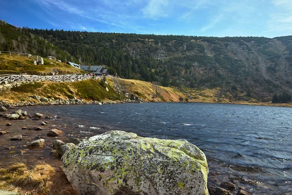 Lac Glaciaire Refuges Montagne Dans Les Monts Géants Pologne — Photo