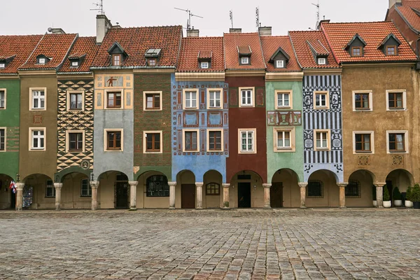 Cobbled Market Facades Historic Tenement Houses Poznan — Stockfoto