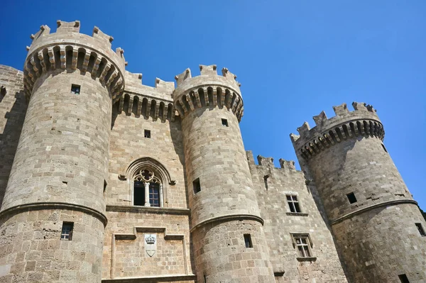Historic Towers Battlements Order Knights Castle Rhodes Greece — Stock Photo, Image
