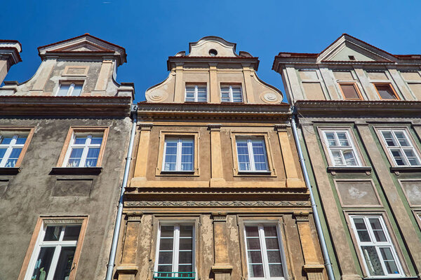 Facades of historic houses on the Old Market Square in Poznan