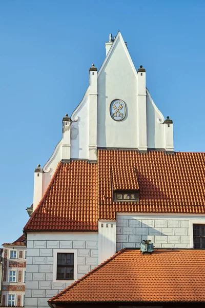 Historische Gebouwen Met Rode Daken Het Marktplein Stad Poznan — Stockfoto