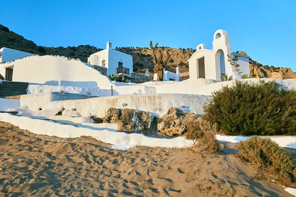 White stone buildings on the rocky coast of the island of Rhodes