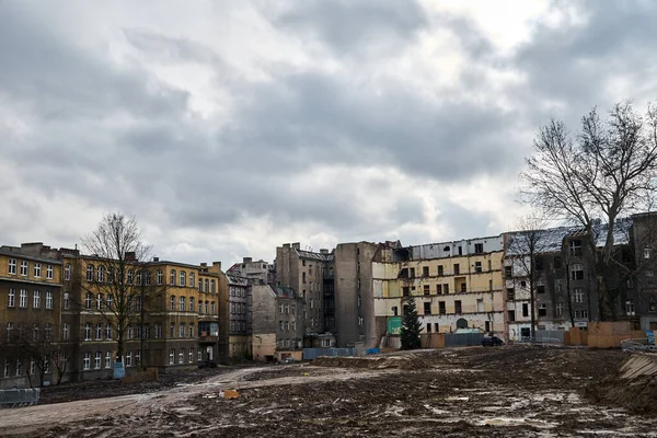 Nşaat Alanı Poznan Şehrindeki Tarihi Konutların Yeniden Inşası Telifsiz Stok Fotoğraflar