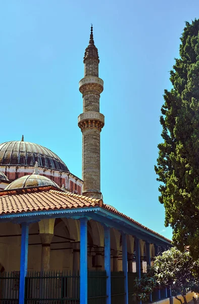 Turkish Historic Mosque Minaret Rhodes Greece — Stock Photo, Image