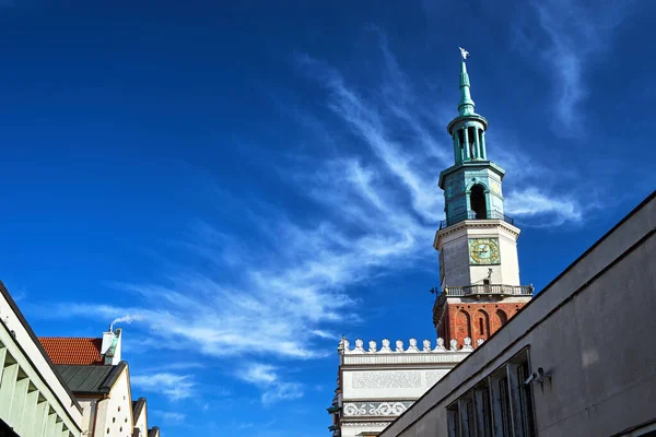 Rathaussturm Aus Der Renaissance Mit Uhr Poznan — Stockfoto