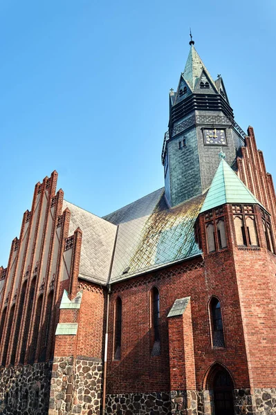 Histórica Iglesia Neogótica Con Campanario Poznan —  Fotos de Stock