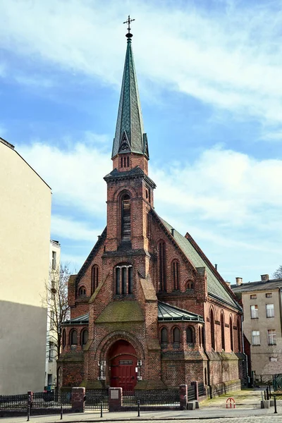 Uma Histórica Igreja Evangélica Neogótica Cidade Poznan — Fotografia de Stock