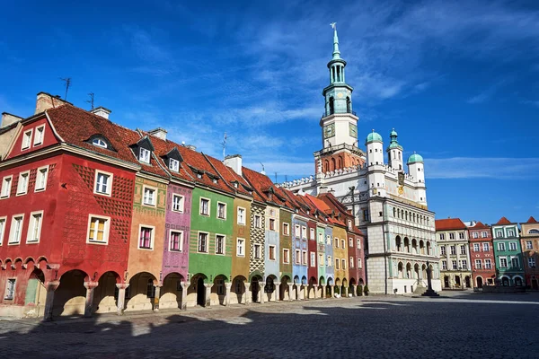 Old Market Renaissance Town Hall Tower Historic Tenements Poznan — Stock Photo, Image