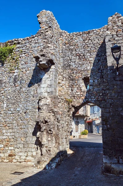Une Porte Médiévale Dans Une Pierre Mur Défensif Historique Dans — Photo