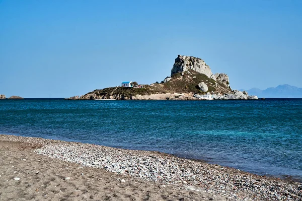 Chapelle Orthodoxe Sur Rocher Île Grecque Kos — Photo