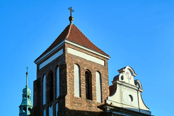 Campanario Ladrillo Iglesia Gótica Ciudad Gniezno — Foto de Stock