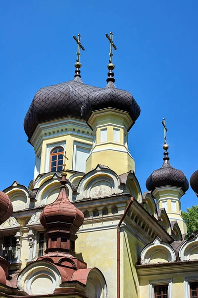 Kuppeln Und Glockenturm Der Orthodoxen Kirche Der Stadt Hrubieszow Polen — Stockfoto