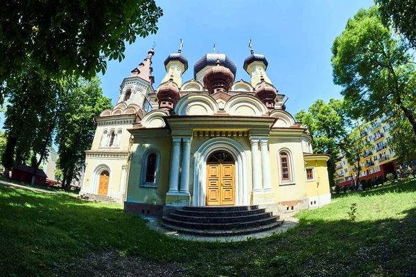 Куполи Дзвіниця Православної Церкви Місті Грубешові Польща — стокове фото