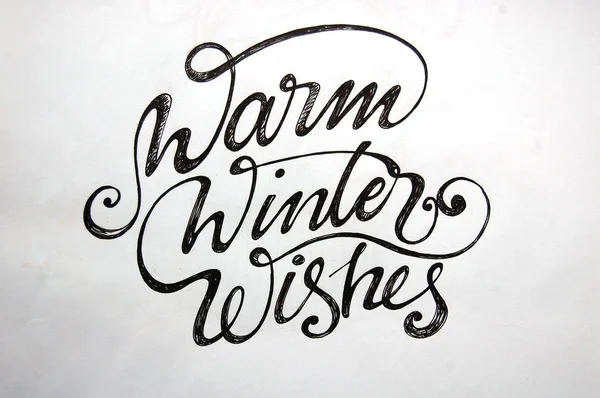 Warm Winter Wishes calligraphic background — Stock Photo, Image