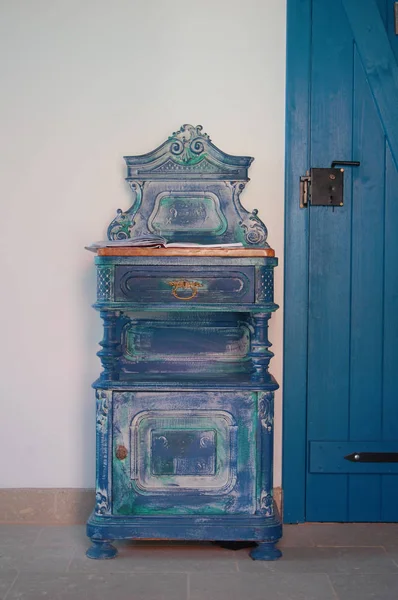 Modré Dveře Vnější Prvek — Stock fotografie