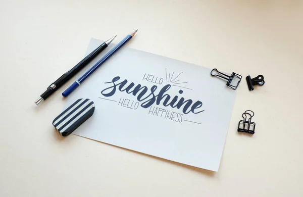 hello sunshine, hello happiness, calligraphic background