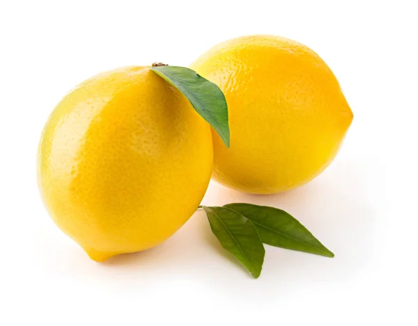Two fresh lemons with leaves — Stock Photo, Image
