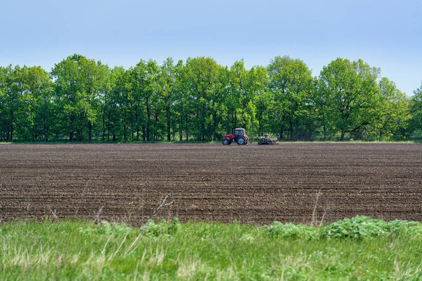 Field with tractor