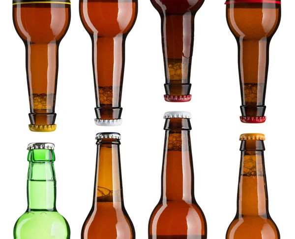 Set of beer bottle necks with caps — Stock Photo, Image
