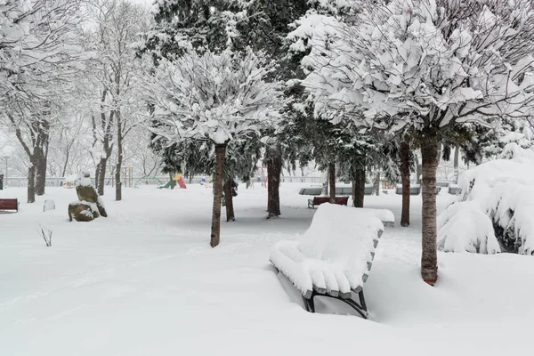 Leerer Winterpark — Stockfoto