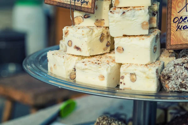 Sweet halva paste on a plate — Stock Photo, Image