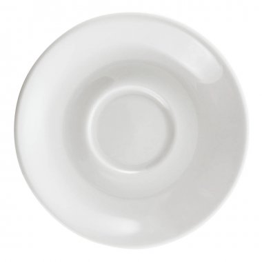 Beyaz izole boş yuvarlak beyaz tabak. Üstten Görünüm.