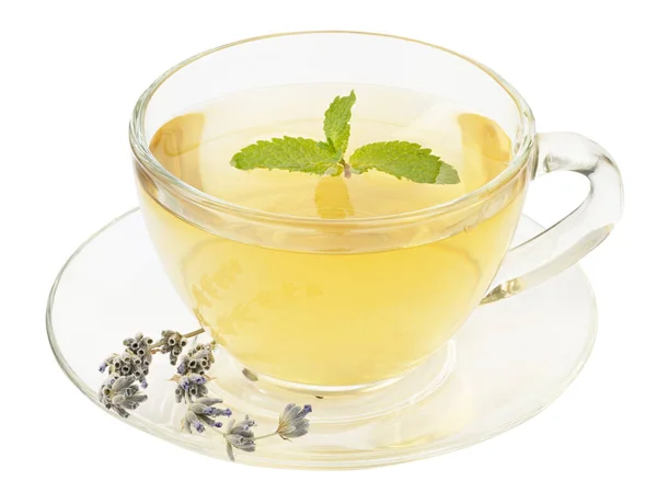 Egy üveg csésze gyógynövény tea — Stock Fotó
