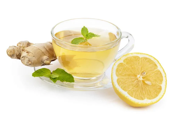 Φυτικό τσάι με μέντα, τζίντζερ και λεμόνι — Φωτογραφία Αρχείου