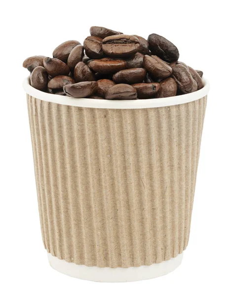 Paper cup with coffee beans — Stock Photo, Image