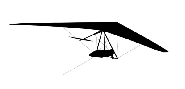 Hang glider wing and pilot silhouette isolated on white with cli — Stock Photo, Image