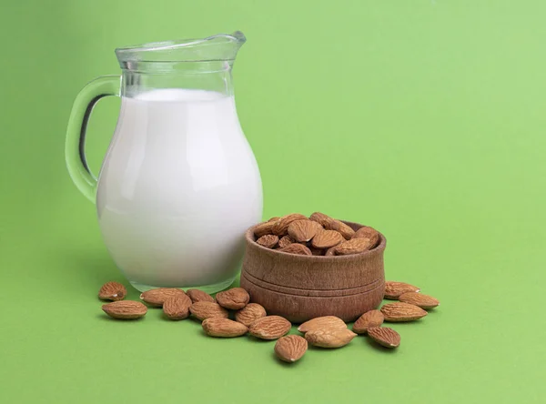 Vegan almond milk in a jar — Stock Photo, Image
