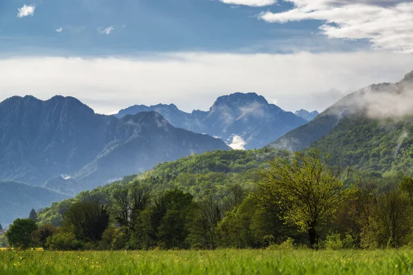 Morgon i berget dalen. — Stockfoto