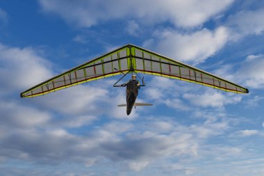 2020-02-09 Byshiv, Ukrayna. Askılı planör pilotu kanatlarıyla uçar