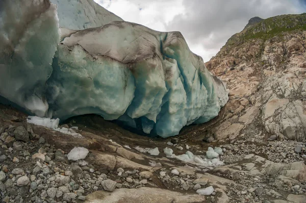 Piedras Hielo Gigantes Del Glaciar Aletsch Hielo Azul Del Glaciar — Foto de Stock