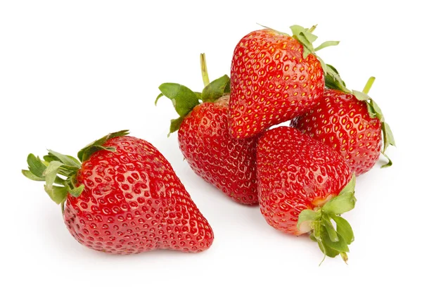 美味的新鲜多汁草莓 背景白色 阴影柔和 — 图库照片