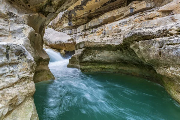 Mountain River Canyon Blue Water Stream Gorges Meouge Provence France — Stock Photo, Image