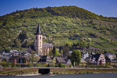 Almanya'da Ren Nehri'nin kıyısında Şehir lorch  