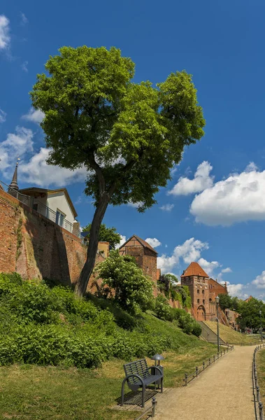 Muralla de la ciudad con castillo y casas de madera en el pueblo de Tangermnde en Alemania, Sajonia Anhalt —  Fotos de Stock