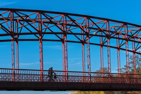 A steel bridge at the Tegeler see in Berlin — Stock Photo, Image