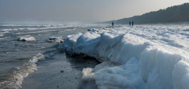 snow and ice in the winter on the Baltic Sea on the island of Rgen clipart