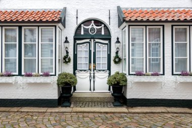 pretty entrances to the typical north german houses on husum, germany
