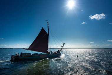 Hiddensee, Rgen, Almanya yakınlarındaki Baltık Denizi 'nde yelkenli gemiler ve diğer gemiler