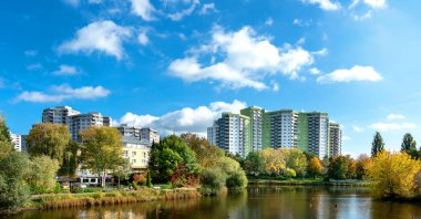 Skyscrapers in the Mrkischen quarter in the north of Berlin, Germany
