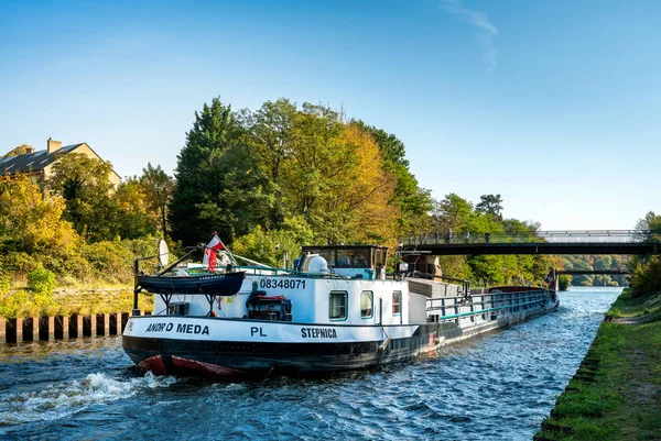 Barge with loads on the havel near berlin — Stok fotoğraf